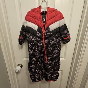 Spyder Red and Black Hooded Puffer Suit